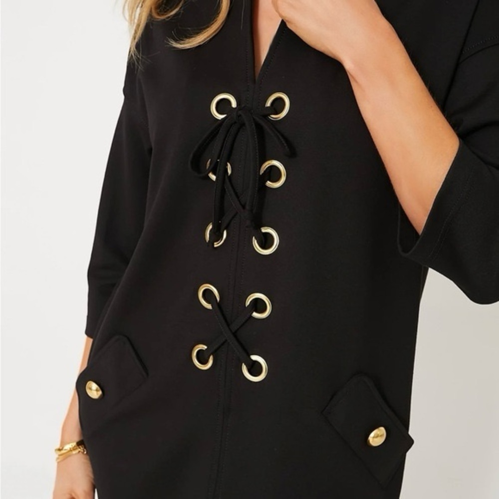 Tuckernuck Black Lace-Up Ellington Mini Dress Women’s M Classic Preppy Casual - Picture 2 of 12